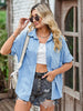 Collared Neck Denim Jacket with Pockets-Teresa's Fashionista LLC