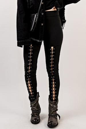 Grommet Lace Up Leggings-Teresa's Fashionista LLC