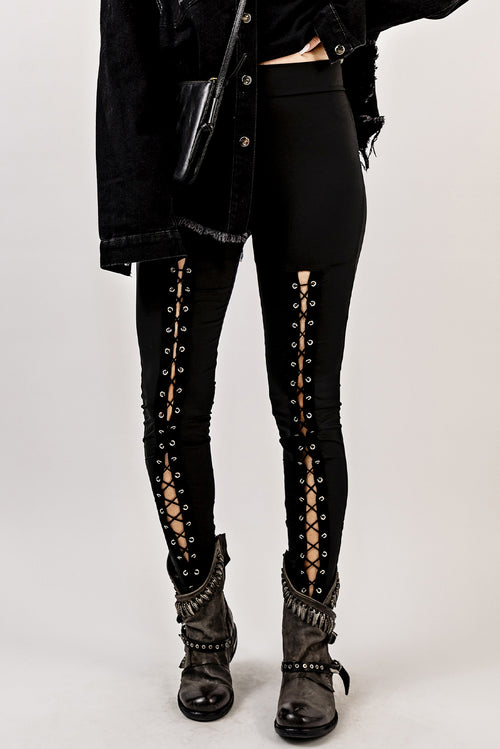 Grommet Lace Up Leggings-Teresa's Fashionista LLC