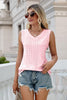 Eyelet V-Neck Tank-Teresa's Fashionista LLC