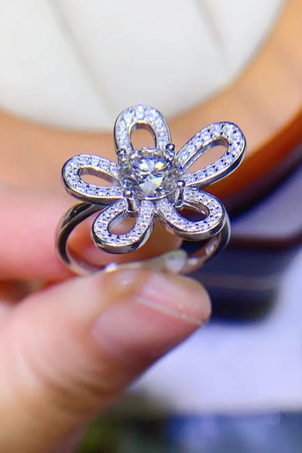 1 Carat Moissanite Flower-Shape Open Ring-Teresa's Fashionista LLC