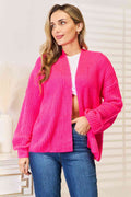 Woven Right Rib-Knit Open Front Drop Shoulder Cardigan-Teresa's Fashionista LLC