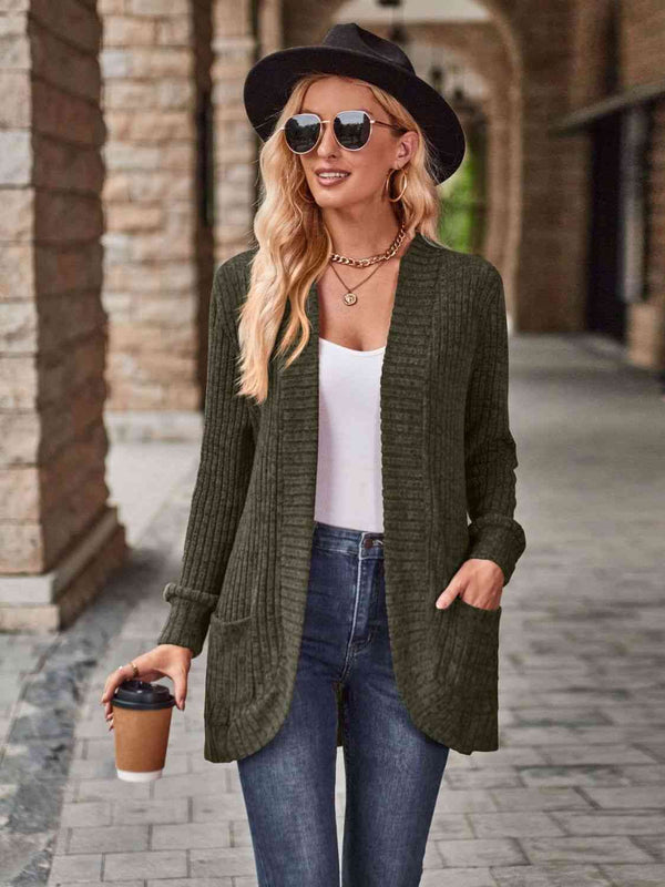 Open Front Cardigan with Pockets-Teresa's Fashionista LLC
