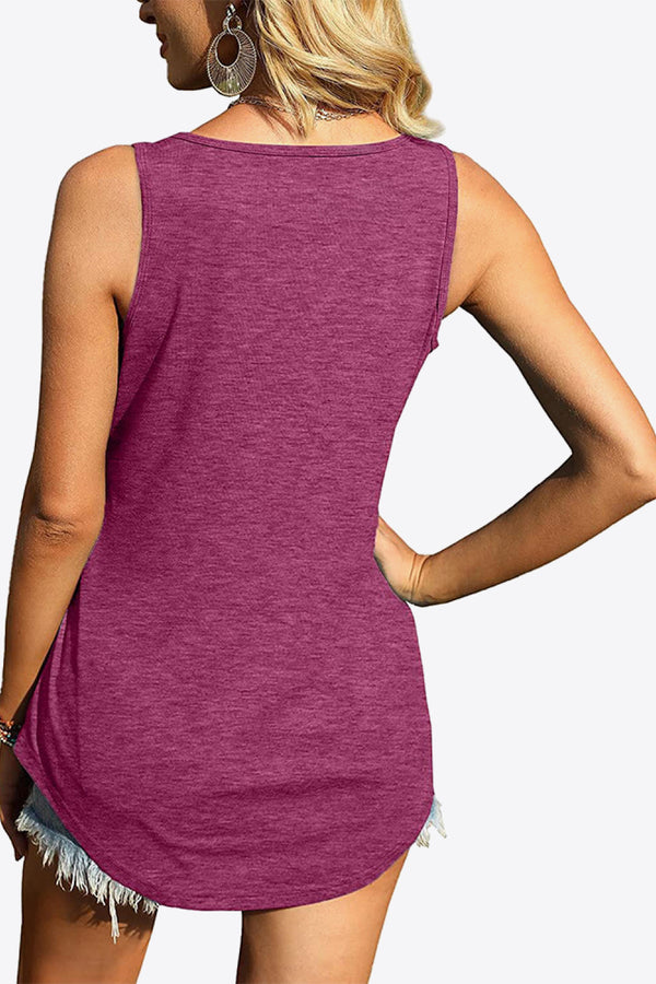 Curved Hem Square Neck Tank-Teresa's Fashionista LLC