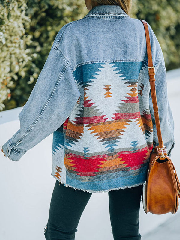 Collared Neck Dropped Shoulder Denim Jacket-Teresa's Fashionista LLC