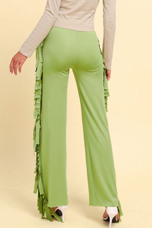Fringe Trim Wide Leg Pants-Teresa's Fashionista LLC