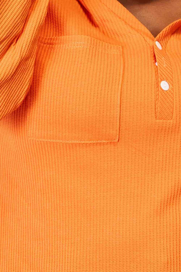Basic Bae Side Slit Buttoned Waffle Knit Hoodie-Teresa's Fashionista LLC