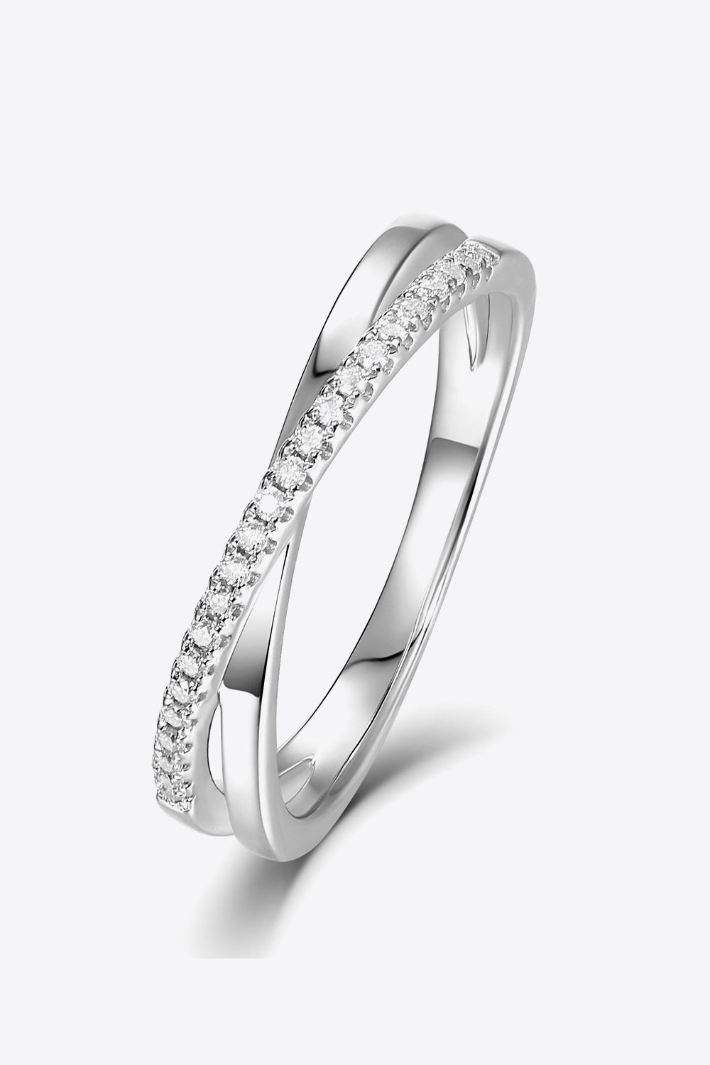 925 Sterling Silver Crisscross Moissanite Ring-Teresa's Fashionista LLC