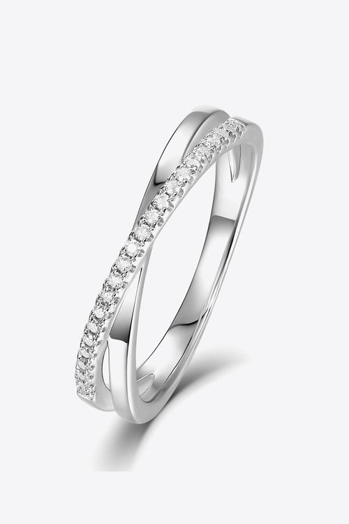 925 Sterling Silver Crisscross Moissanite Ring-Teresa's Fashionista LLC