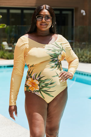 Marina West Swim Cool Down Longsleeve One-Piece Swimsuit-Teresa's Fashionista LLC
