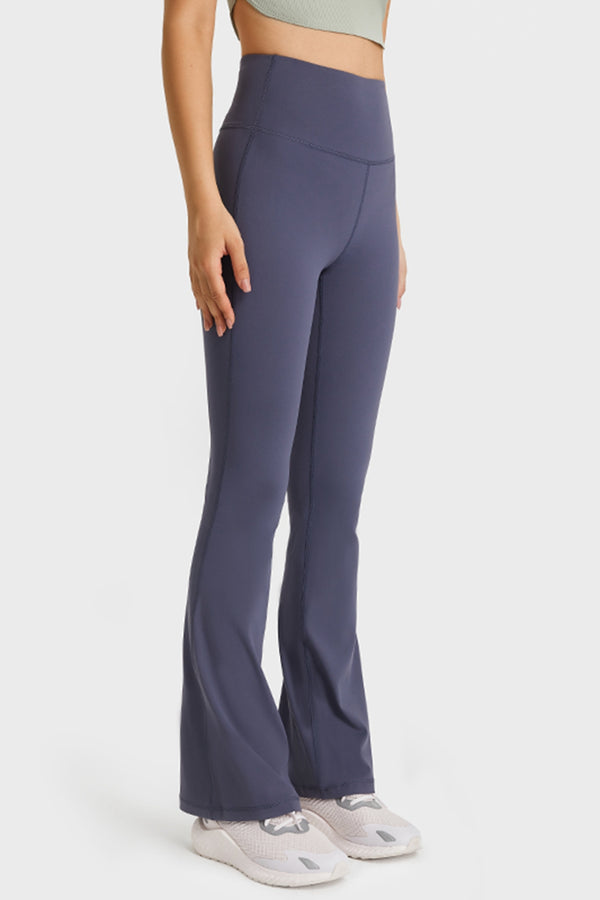 Elastic Waist Flare Yoga Pants-Teresa's Fashionista LLC