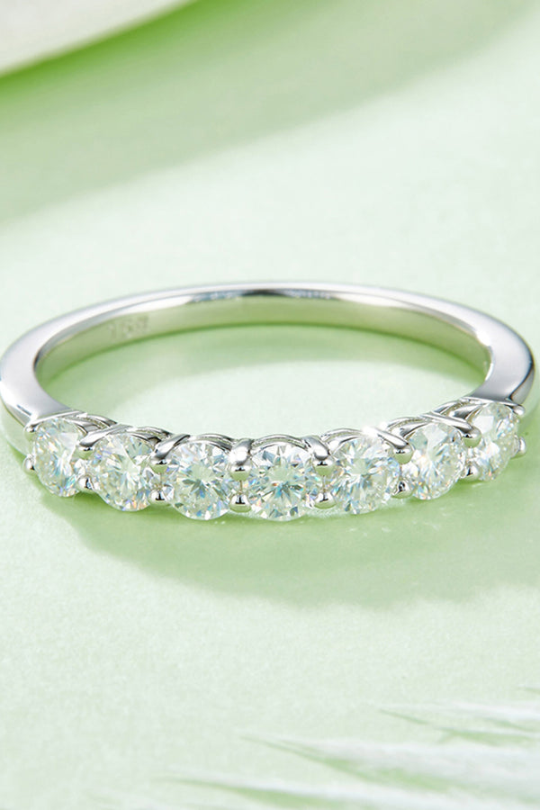 Moissanite Platinum-Plated Half-Eternity Ring-Teresa's Fashionista LLC