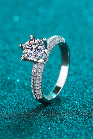 2 Carat Moissanite 925 Sterling Silver Side Stone Ring-Teresa's Fashionista LLC