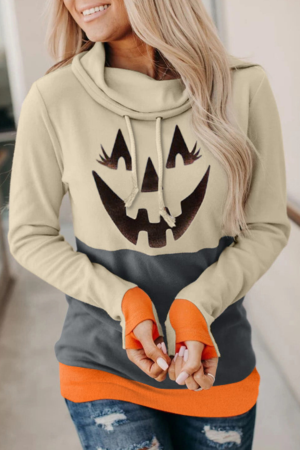 Long Sleeve Jack-O'-Lantern Graphic Sweatshirt-Teresa&#39;s Fashionista LLC
