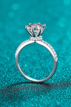 925 Sterling Silver 2 Carat Moissanite Ring-Teresa's Fashionista LLC