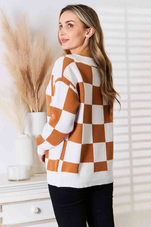 Double Take Button-Up V-Neck Dropped Shoulder Cardigan-Teresa's Fashionista LLC