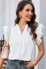 Notched Neck Butterfly Sleeve Blouse-Teresa's Fashionista LLC
