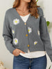 Flower Button Front Dropped Shoulder Cardigan-Teresa's Fashionista LLC