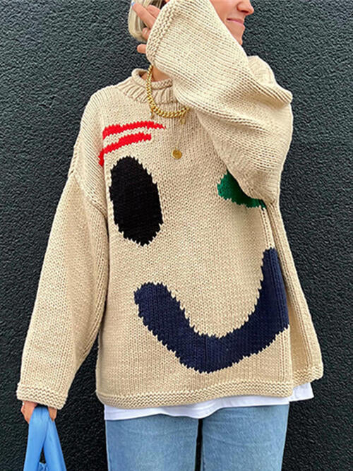 Contrast Drop Shoulder Long Sleeve Sweater-Teresa&#39;s Fashionista LLC