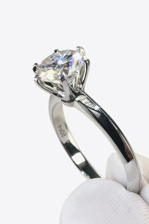 925 Sterling Silver 3 Carat Moissanite 6-Prong Ring-Teresa's Fashionista LLC