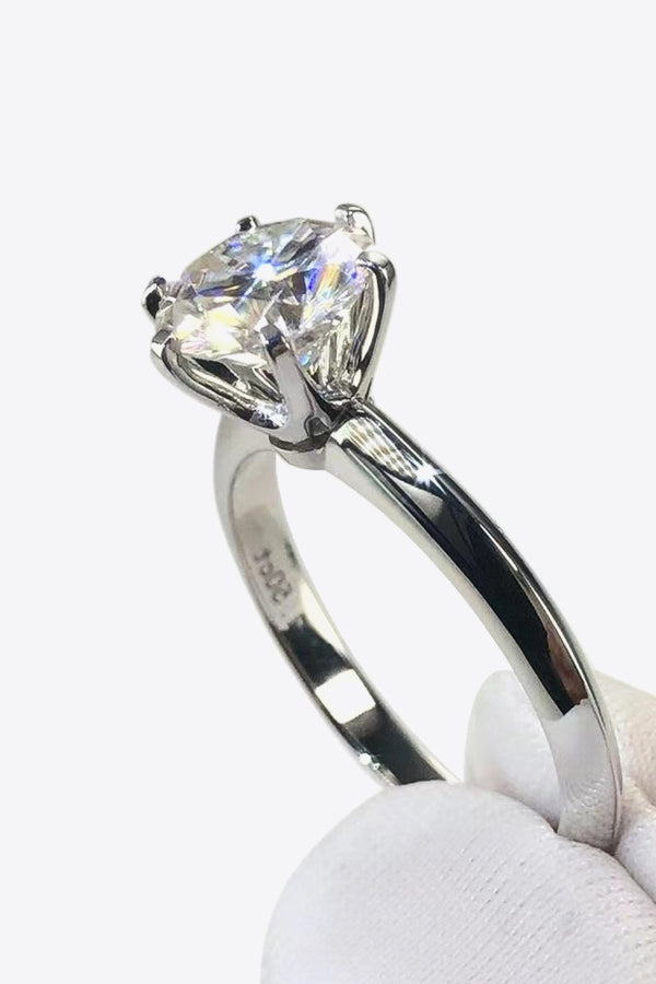 925 Sterling Silver 3 Carat Moissanite 6-Prong Ring-Teresa's Fashionista LLC