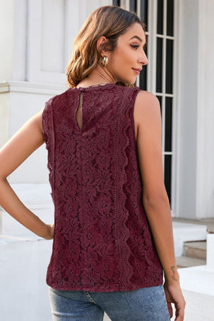 Lace V-Neck Tank-Teresa's Fashionista LLC