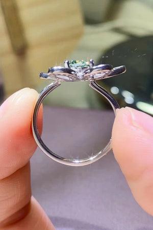 1 Carat Moissanite Flower Shape Open Ring-Teresa's Fashionista LLC
