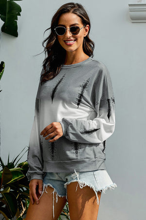 Tie-Dye Drop Shoulder Round Neck Sweatshirt-Teresa's Fashionista LLC