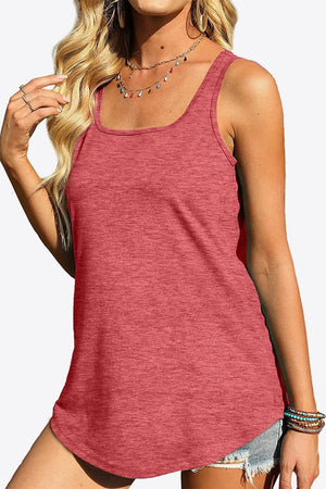 Curved Hem Square Neck Tank-Teresa's Fashionista LLC
