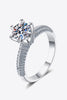 2 Carat Moissanite 925 Sterling Silver Side Stone Ring-Teresa's Fashionista LLC