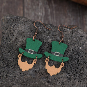 Wooden Hat Shape Dangle Earrings-Teresa's Fashionista LLC