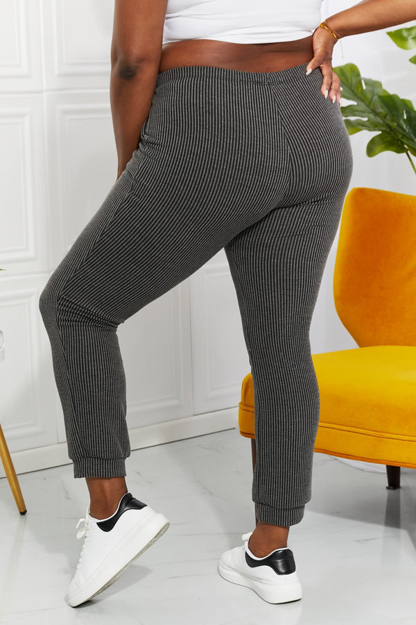 Blumin Apparel Full Size Easy Living Ribbed Joggers-Teresa's Fashionista LLC