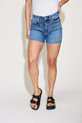 Judy Blue Full Size High Waist Slim Denim Shorts-Teresa's Fashionista LLC