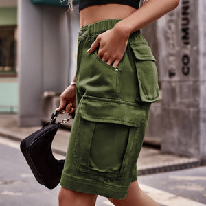 Denim Cargo Shorts with Pockets-Teresa's Fashionista LLC