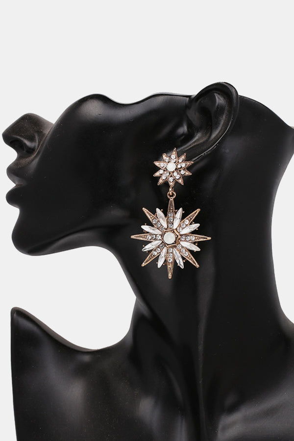 Zinc Alloy Star Shape Dangle Earrings-Teresa's Fashionista LLC