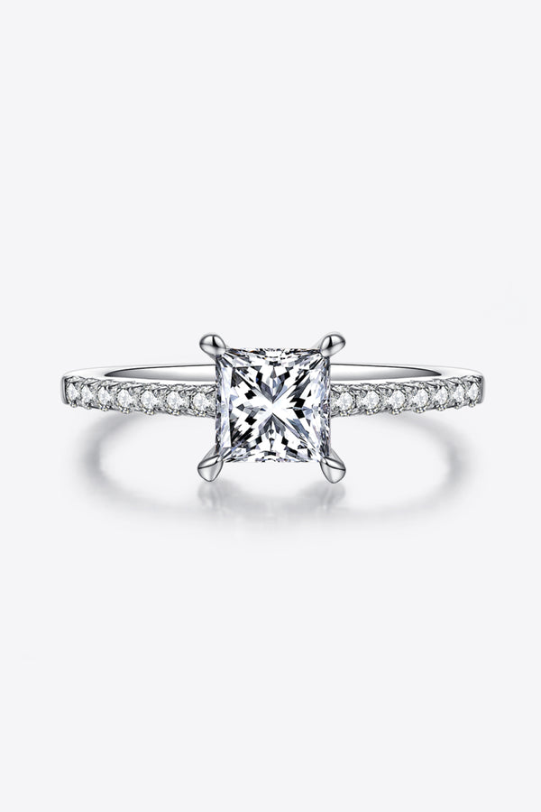1.21 Carat Moissanite 925 Sterling Silver Side Stone Ring-Teresa's Fashionista LLC