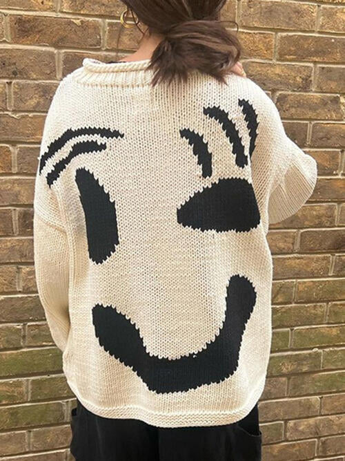 Contrast Drop Shoulder Long Sleeve Sweater-Teresa&#39;s Fashionista LLC