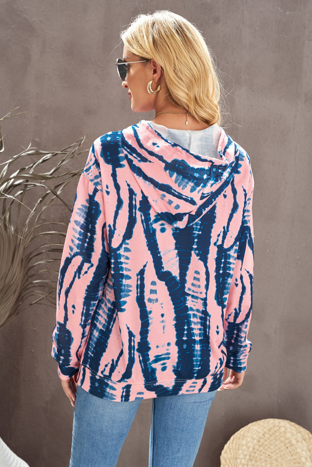 Tie-Dye Drawstring Hoodie with Pocket-Teresa's Fashionista LLC