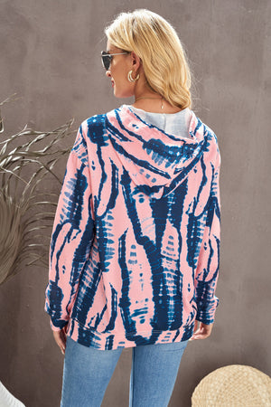 Tie-Dye Drawstring Hoodie with Pocket-Teresa's Fashionista LLC