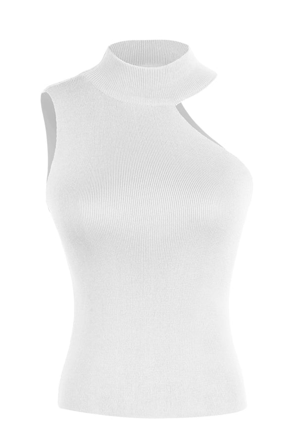 Asymmetrical Sleeveless Rib-Knit Top-Teresa's Fashionista LLC