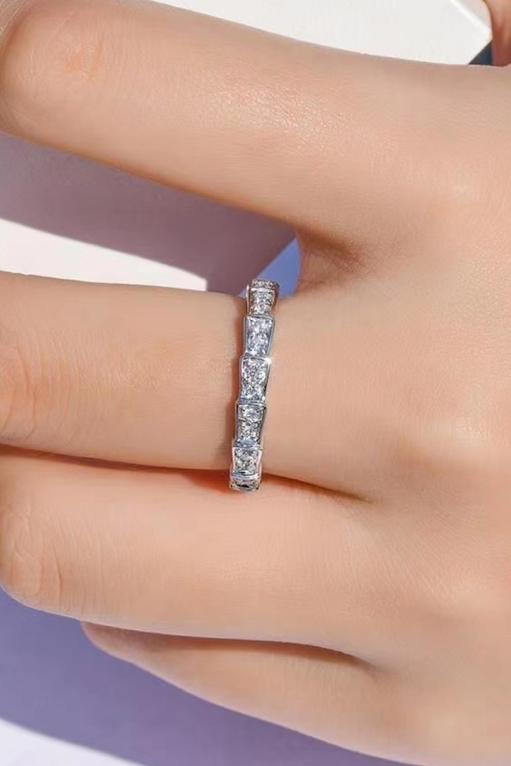 Shiny 3 Carat Moissanite Platinum-Plated Ring-Teresa&#39;s Fashionista LLC
