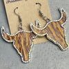 Rhinestone Trim Alloy Bull Earrings-Teresa's Fashionista LLC