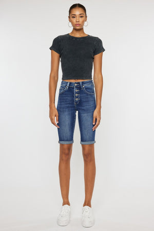 Kancan Full Size Cat's Whiskers Button Fly Denim Shorts-Teresa's Fashionista LLC