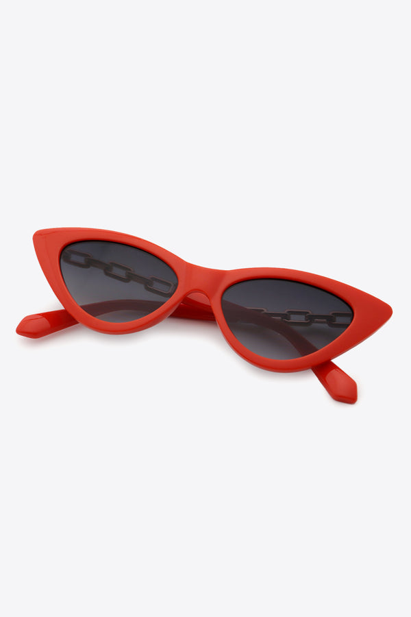 Chain Detail Cat-Eye Sunglasses-Teresa's Fashionista LLC