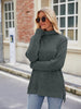 Ribbed Turtleneck Long Sleeve Slit Knit Top-Teresa's Fashionista LLC