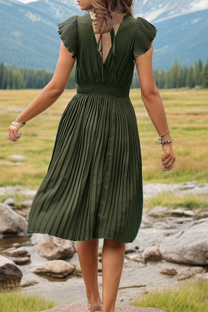 Tied Smocked Waist Flutter Sleeve Dress-Teresa's Fashionista LLC