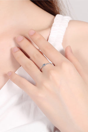 Moissanite 925 Sterling Silver Rhodium-Plated Ring-Teresa's Fashionista LLC