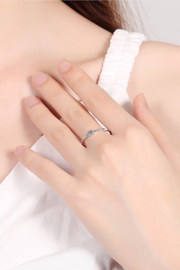 Moissanite 925 Sterling Silver Rhodium-Plated Ring-Teresa's Fashionista LLC