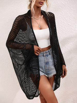 Openwork Open Front Longline Cover Up-Teresa's Fashionista LLC