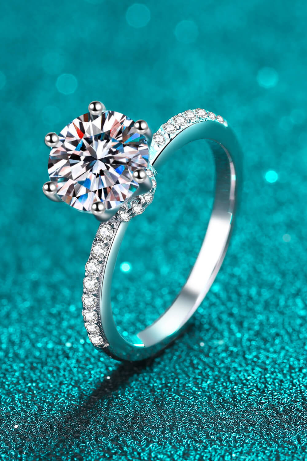 925 Sterling Silver 2 Carat Moissanite Ring-Teresa's Fashionista LLC